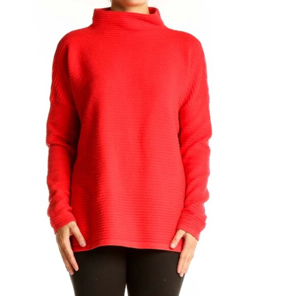 French Connection Oversized Red Ribbed Turtleneck Sweater Size Small - NWOT - Picture 1 of 7